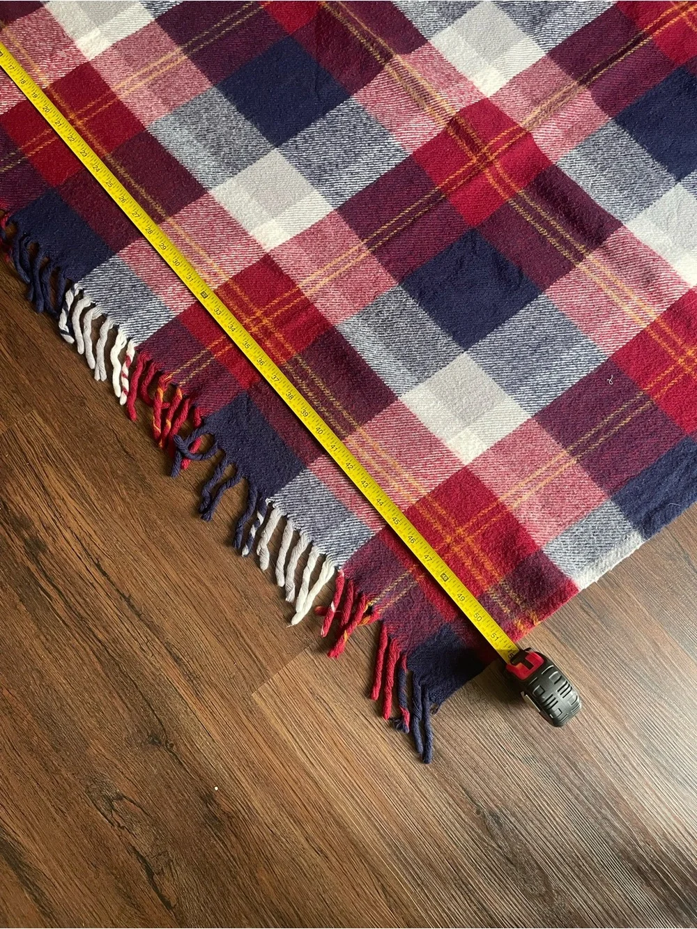 Faribo Woolen Mills Lap Blanket Maroon Blue Gray Tartan Plaid Acrylic 52x38” USA